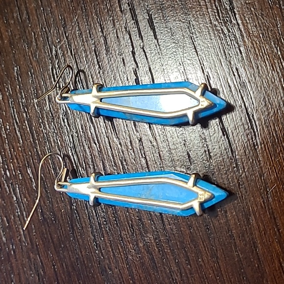 ON SALE Like New Turquoise Kendra Scott Grey drop earrings in 14k gold plating ! - Picture 4 of 10